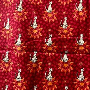 1 YD Cats Red Ruby Fabric 36" X 42"  Quilting Cotton Fabric